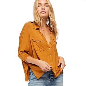 We The Free Oversized Lightweight Button Down Collard Shirt